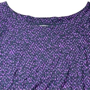 Ann Taylor Loft Women’s L Purple Black Dot‎ Print Dolman Sleeve Top